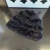 Gorro de Lana a Rayas Estilo Coreano para Mujer Otoño/Invierno Tejido Adelgazante para la Cara Circunferencia de Cabeza Grande Cálido y Versátil Bordado de Perro Pequeño