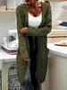 Nuevo Producto Transfronterizo Comercio Exterior Europeo y Americano Amazon Cárdigan de Punto Suelto de Color Sólido Trenzado de Hilo Grueso Chaqueta Suéter de Largo Medio para Mujer