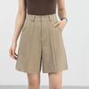 Oferta especial: Nuevos Shorts Casuales de Acetato de Cintura Alta para Mujer con Cinturón y Pliegues Verano 2026 8921D