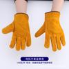 Guantes de soldador de cuero de primera capa, de doble capa, de piel de vaca, resistentes al desgaste, de color claro y oscuro, venta al por mayor de fábrica