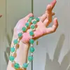 Colar de Pérola de Cristal Artificial Aventurina Natural de Alta Qualidade 10mm Conjunto de Pulseira Corrente Clavicular