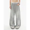 Calça casual de design retro americano lavado da moda para homens e mulheres, calça de moletom esportiva de perna reta solta de verão