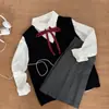 Colete Básico Japonês JK Solto Cor Sólida Sem Mangas Gola V Suéter de Tricô Fofo Pulôver Camada Estilo Chanel