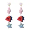 Brincos Pendentes Transfronteiriços Personalizados de Nicho Tendência Design Cerâmica Vida Marinha Peixe Pequeno Concha Estrela do Mar Joker