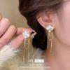 Brincos de zircão camélia esmalte caindo, nicho francês, elegante, elegante, elegante, elegante, elegante, gota de orelha, luz, luxo, alto sentido, brincos, atacado