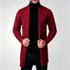 Cardigã estilo americano, peça de outer wear masculina para outono e inverno, sobretudo de comprimento médio, suéter de tricô, sem botões, com gola alta, usado como camada externa