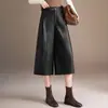 Pantalones de cuero, pantalones simples de pierna ancha cropped para mujer, nuevo estilo otoño 2026, fluidos, holgados, pantalones casuales versátiles, pantalones de pierna recta a la moda