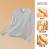 Camiseta Térmica Masculina com Gola V Dupla Face em Modal Escovado 280g 2026 Nova Roupa Íntima Quente para Outono e Inverno Camiseta de Manga Longa para Homem