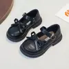Zapatos Mary Jane de Cuero para Niñas Estilo Primavera/Otoño Zapatos de Princesa con Lazo Zapatos Individuales para Niños Estilo Academia Suela Suave Zapatos Negros de Rendimiento