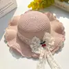 Sombrero de Paja de Malla de Tulipán para Niñas Verano Niños Playa Costera Protección Solar Sombra Ala Ancha Sombrero de Princesa 2026 Estilo Nuevo