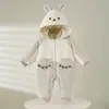 Pantalones con Bolsillo de Solapa Pequeño para Bebé Mono Grueso Acolchado de Algodón 3-12 Meses Caliente de Invierno con Capucha Ropa para Recién Nacidos