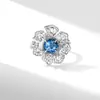 Nuevo Anillo de Flor de Iris Brillante Retro Súper Hermoso con Circonita de Diamante Completo Versátil Colorido Tesoro Anillo Abierto para Dedo Índice