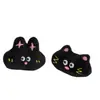Cabeça de Desenho Animado de Menina Bonita e Fofa com Gato Preto e Coelho Preto, Acessórios Preenchidos com Algodão, Peças de Decoração DIY de Pelúcia Kawaii em Estoque