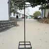 Adereços de Arte em Ferro para Casamento Cortina de Linha Cruzada Anel Redondo Suporte Telescópico Coroa de Pérolas de Arte em Ferro Decoração de Guia de Estrada