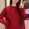 Suéter para Mujer 2026 Otoño/Invierno Nuevo Estilo Suéter de Punto Trenzado Cuello Redondo Suéter Pullover para Mujer Bordado Manga Larga Prendas de Punto Superior Ropa para Mujer