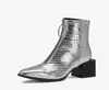 Elegantes botas de mujer con estampado de serpiente estilo europeo y americano para otoño e invierno, botas cortas tipo jinete, botas de tacón medio grueso, Amazon wish AliExpress, zapatos de comercio exterior