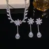 Set Transfronterizo Estilo Europeo y Americano Zirconia Cúbica Microincrustada Cadena para Clavícula Collar de Flores Joyería de Uso Diario Accesorios para Mujeres