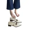 Zapatos Mary Jane Elegantes de Tacón Grueso con Punta Aguda Estilo Francés, con un Diseño Súper Chic y Versátil, Zapatos Verdes Planos para Mujer