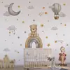 BR3454F cielo estrellado de dibujos animados puente arcoíris globo aerostático oso lindo oso pegatinas de pared decorativas dormitorio habitación infantil autoadhesivo