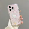Funda de Teléfono Musical de Gato Linda Estilo Ins Adecuada para Apple 16, iPhone 15Pm, Hilo de Plumas 17, Soporte de Espejo 18