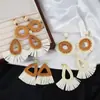 Pendientes Exagerados para Fotografía de Viaje de Verano, Pendientes Bohemios de Paja con Borlas para Mujer, Accesorios de Pendientes Estilo Vacaciones en la Costa