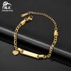 Comercio Exterior Transfronterizo Pulsera Infantil de Acero Inoxidable DIY Grabado Personalizado Pulsera Larga de Barra con Colgante de Corona para Niños