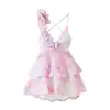 Ropa de Verano Nueva 2025 Transfronteriza Europea y Americana para Mujer Hermoso Tirante en la Espalda Vestido con Tirantes de Flor de Cintura Alta Falda Corta