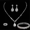 Pendientes, collares, pulseras de moda europea y americana, juegos exquisitos de diamantes completos, joyería para bodas, juegos de lujo ligero, accesorios para mujer al por mayor