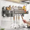 Ventosa Forte Prateleira de Temperos de Cozinha Doméstica Montada na Parede Sem Perfuração Multifuncional Porta-Faca e Hashi Prateleira de Armazenamento