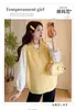 Ropa de Maternidad Primavera Nuevo Algodón Holgado Camiseta de Manga Larga + Chaleco de Punto con Cuello Polo Reductor de Edad Conjunto de Dos Piezas para Maternidad