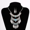 Set de Collar y Pendientes con Borla y Hoja de Aleación Multicapa Retro Europeo y Americano Conjunto Personalizado Versátil 9312
