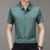 Nova Camisa Masculina de Manga Curta Estilo TikTok Verão 2024 Leve Madura Casual Gola Lapela Camisa Sem Marcas para Homens