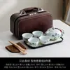 Juego de Té de Viaje Verde Montaña Retro, Una Tetera y Cuatro Tazas, Recuerdos para Eventos de Empresa, Regalos de Negocio, Productos Culturales y Creativos Estilo Chino, Tendencia Nacional
