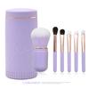 Novo 6 Six in One Cosmetic Brush Set Fibra Cabelo Pó Portátil Eye Brush Plástico Balde Espelho Tampa