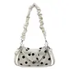 Bolso plisado moderno y elegante 2026 Verano Nuevo de moda Bolso de hombro para el trabajo y los desplazamientos Color sólido de lunares