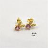 Pendientes de oreja de conejo con incrustaciones de circonita de colores en cobre estilo coreano, chapado en color dorado, pendientes de temperamento para mujer
