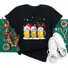 Maycaur Sombreros de Copa de Vino Navideños para Mujer Cuello Redondo Camiseta Negra