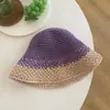 Sombrero de Paja para Mujer de Ala Ancha Hecho en Fábrica Que Hace que la Cara Parezca Más Pequeña, Sombrero de Pescador de Playa de Verano, Sombrero de Sol con Protección UV