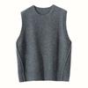 Chaleco de Punto de Cachemir con Cuello Redondo Nuevo para Principios de Otoño Color Sólido Sin Mangas Chaleco para Mujer de Corte Holgado Adelgazante Chaleco Pulóver