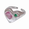 Nuevo Anillo Coreano con Forma de Corazón para Mujer, Anillo Geométrico de Estrella Vintage Moda con Piedra Preciosa Ajustable, Elegante Anillo para Dedo Índice