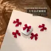 Decoração de Laço para Nail Art Cor Vinho 2026 Popular Laço 3D Resina Fosca Fita Decoração de Strass para Unhas