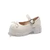 Mocasines de Suela Gruesa Zapatos Pequeños de Cuero para Mujer 2026 Primavera/Otoño Nuevo Estilo Moño Boca Baja Correa Única Hebilla Suela Suave Zapatos Individuales con Estilo