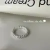 Anillo de Plata de Ley S925 de Doble Capa con Perlas Redondas Ou Ni Han para Mujer Anillo de Dedo Índice Apilable Simple con Sentido de Diseño Ins Coreano de Nicho