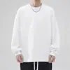 Camiseta de manga larga estilo americano para hombre, otoño, para salir, algodón puro, negra, gruesa, camiseta interior, cuello redondo, marca de moda, suéter