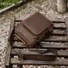 Bolsa de Ombro de Couro Bovino de Primeira Camada, Couro Genuíno, Toque de Luxo, Bolsa de Couro Masculina Transversal, Couro Crazy Horse, Estilo Único, Atacado Transfronteiriço, Bolsa de Mão Simples
