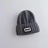 Gorro de Lana Simple Estilo Japonés para Niños Invierno Grueso de Moda Marca Etiqueta Unisex Tejido Cálido Versátil Gorro
