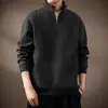 Sudadera Americana de Alto Nivel, Suave y Ceroso, Peso Pesado, Media Cremallera con Cuello Alto para Hombre en Otoño, Nueva, Holgada, Talla Grande, Camisa Polo Retro