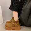 Botas Martin de Suela Gruesa para Aumentar la Altura para Mujer 2026 Nuevo Llegado de Invierno Botines Cálidos con Forro de Terciopelo Estilo Británico Retro Antideslizantes Botas de Nieve