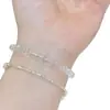 Pulseira de Prata Esterlina S925 Prata Quebrada Cristal Branco Gestover Feminina Nicho Elegante Alto Padrão Luxo Leve Pulseira de Verão