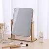 Espejo de maquillaje de escritorio de madera para dormitorio, espejo de belleza portátil, grande, para estudiantes, espejo de tocador giratorio HD